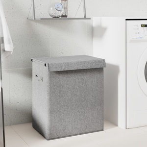 vidaXL, vidaXL Faltbarer Wäschekorb Grau 51x34,5x59 cm Leinenimitat Stoff, vidaXL Faltbarer Wäschekorb Grau 51x34,5x59 cm Leinenimitat Stoff