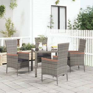 vidaXL, vidaXL Gartenstühle mit Kissen 4 Stk. Poly Rattan Grau, 