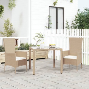 vidaXL, vidaXL Gartenstühle mit Kissen 2 Stk. Poly Rattan Beige, 