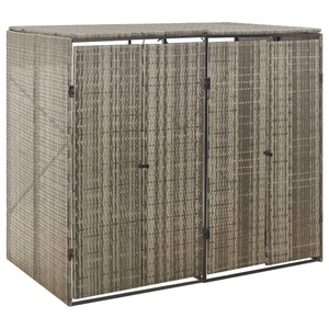 vidaXL, vidaXL Mülltonnenbox für 2 Tonnen Grau 140x80x117 cm Poly Rattan, 