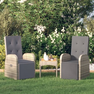 vidaXL, vidaXL Garten-Liegestühle mit Kissen 2 Stk. Grau Poly Rattan, vidaXL Garten-Liegestühle mit Kissen 2 Stk. Grau Poly Rattan