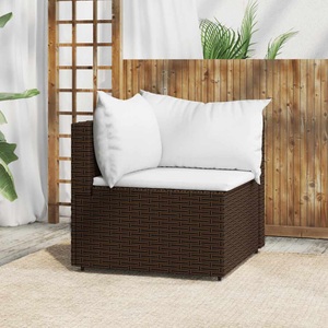 vidaXL, vidaXL Garten-Ecksofa mit Kissen Braun Poly Rattan