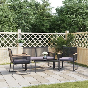 vidaXL, vidaXL 4-tlg. Garten-Lounge-Set mit Kissen Schwarz Stahl, 