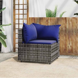 vidaXL, vidaXL Garten-Ecksofa mit Kissen Grau Poly Rattan