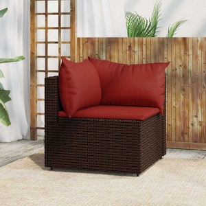 vidaXL, vidaXL Garten-Ecksofa mit Kissen Braun Poly Rattan, vidaXL Garten-Ecksofa mit Kissen Braun Poly Rattan