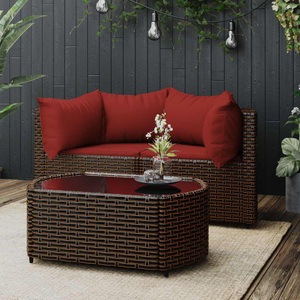 vidaXL, vidaXL 3-tlg. Garten-Lounge-Set mit Kissen Braun Poly Rattan