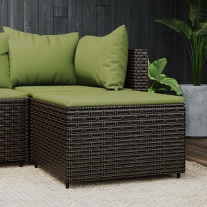 vidaXL, vidaXL Gartenhocker mit Kissen Braun Poly Rattan, vidaXL Gartenhocker mit Kissen Braun Poly Rattan