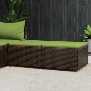 vidaXL, vidaXL Gartenhocker mit Kissen 2 Stk. Braun Poly Rattan, vidaXL Gartenhocker mit Kissen 2 Stk. Braun Poly Rattan