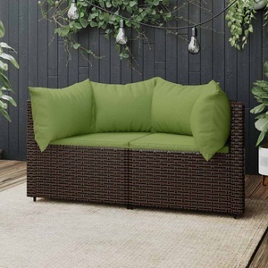 vidaXL, vidaXL Garten-Ecksofas mit Kissen 2 Stk. Braun Poly Rattan, vidaXL Garten-Ecksofas mit Kissen 2 Stk. Braun Poly Rattan
