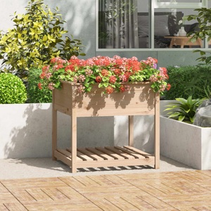 vidaXL, vidaXL Pflanzkübel mit Ablage 82,5x82,5x81 cm Massivholz Kiefer, vidaXL Pflanzkübel mit Ablage 82,5x82,5x81 cm Massivholz Kiefer