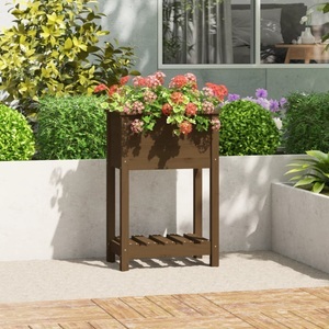vidaXL, vidaXL Pflanzkübel mit Ablage Honigbraun 54x34,5x81 cm Kiefernholz, vidaXL Pflanzkübel mit Ablage Honigbraun 54x34,5x81 cm Kiefernholz
