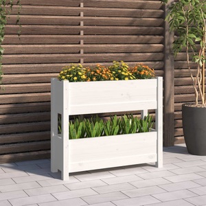 vidaXL, vidaXL Pflanzkübel Weiß 77x25x66 cm Massivholz Kiefer, vidaXL Pflanzkübel Weiß 77x25x66 cm Massivholz Kiefer