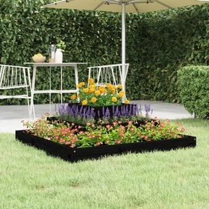 vidaXL, vidaXL Pflanzkübel Schwarz 80x80x27 cm Massivholz Kiefer, vidaXL Pflanzkübel Schwarz 80x80x27 cm Massivholz Kiefer