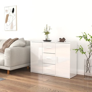 vidaXL, vidaXL Sideboard Hochglanz-Weiß 91x29,5x65 cm Holzwerkstoff, 