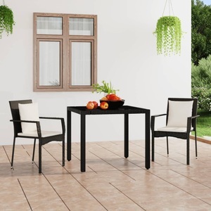 vidaXL, vidaXL Gartenstühle mit Kissen 2 Stk. Poly Rattan Schwarz, vidaXL Gartenstühle mit Kissen 2 Stk. Poly Rattan Schwarz