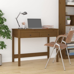 vidaXL, vidaXL Schreibtisch mit Schubladen Honigbraun 100x50x78 cm Massivholz, vidaXL Schreibtisch mit Schubladen Honigbraun 100x50x78 cm Massivholz