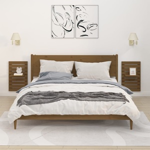 vidaXL, vidaXL Wand-Nachttische 2 Stk. Honigbraun Massivholz Kiefer, vidaXL Wand-Nachttische 2 Stk. Honigbraun Massivholz Kiefer