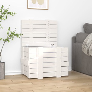 vidaXL, vidaXL Truhe Weiß 58x40,5x42 cm Massivholz Kiefer, vidaXL Truhe Weiß 58x40,5x42 cm Massivholz Kiefer