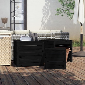 vidaXL, vidaXL 3-tlg. Gartenbox-Set Schwarz Massivholz Kiefer, 