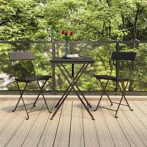 vidaXL, vidaXL 3-tlg. Bistro-Set Klappbar Schwarz Poly Rattan