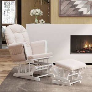 vidaXL, vidaXL Schaukelsessel mit Hocker Gleitend Hellrosa Stoff, vidaXL Schaukelsessel mit Hocker Gleitend Hellrosa Stoff