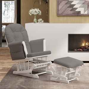 vidaXL, vidaXL Schaukelsessel mit Hocker Gleitend Dunkelgrau Stoff, vidaXL Schaukelsessel mit Hocker Gleitend Dunkelgrau Stoff