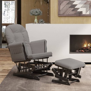 vidaXL, vidaXL Schaukelsessel mit Hocker Gleitend Hellgrau Stoff, vidaXL Schaukelsessel mit Hocker Gleitend Hellgrau Stoff