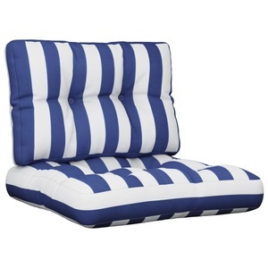 vidaXL, vidaXL Kissen für Palettensofa 2 Stk. Blau & Weiß Gestreift Stoff, vidaXL Palettenkissen 2-tlg. Blau & Weiß Gestreift Stoff