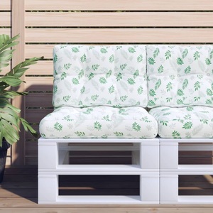 vidaXL, vidaXL Kissen für Palettensofa 2 Stk. Blatt-Motiv Stoff, vidaXL Palettenkissen 2-tlg. Blattmuster Stoff
