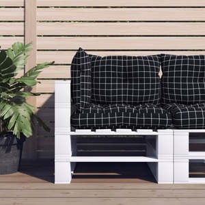 vidaXL, vidaXL Palettenkissen 3 Stk. Schwarz Karomuster Oxford-Gewebe, vidaXL Palettenkissen 3 Stk. Schwarz Karomuster Oxford-Gewebe