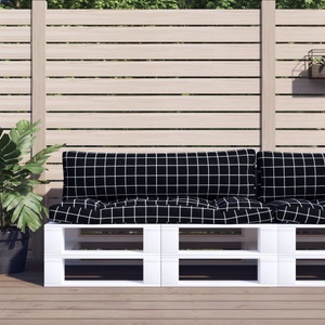 vidaXL, vidaXL Palettenkissen 2 Stk. Schwarz Karomuster Oxford-Gewebe, vidaXL Palettenkissen 2 Stk. Schwarz Karomuster Oxford-Gewebe