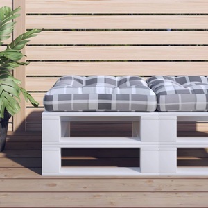 vidaXL, vidaXL Palettenkissen Grau Kariert 58x58x10 cm Stoff, vidaXL Palettenkissen Grau Kariert 58x58x10 cm Stoff