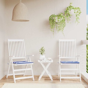 vidaXL, vidaXL Gartenstuhl-Kissen 2 Stk. Blau & Weiß Gestreift 50x50x3cm Stoff, vidaXL Gartenstuhl-Kissen 2 Stk. Blau & Weiß Gestreift 50x50x3cm Stoff