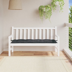 vidaXL, vidaXL Bankauflage Schwarz Karomuster 150x50x7 cm Stoff, vidaXL Gartenbank-Auflage Schwarz Karomuster 150x50x7 cm Oxford-Gewebe
