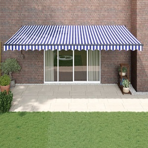 vidaXL, vidaXL Gelenkarmmarkise Blau und Weiß 5x3 m Stoff und Aluminium, 