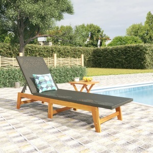 vidaXL, vidaXL Sonnenliege mit Tisch Poly Rattan und Massivholz Akazie