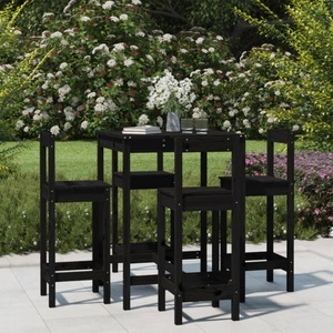vidaXL, vidaXL 5-tlg. Gartenbar-Set Schwarz Massivholz Kiefer, vidaXL 5-tlg. Gartenbar-Set Schwarz Massivholz Kiefer