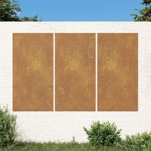 vidaXL, vidaXL 3-tlg. Garten-Wanddeko 105x55 cm Cortenstahl Sonnen-Design, 