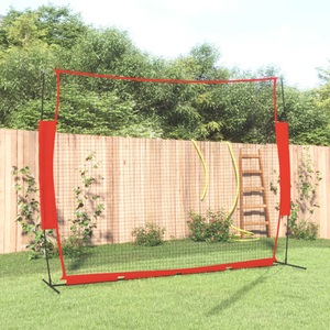vidaXL, vidaXL Baseball-Netz Tragbar Rot Schwarz 369x107x271cm Stahl Polyester, vidaXL Baseball-Netz Tragbar Rot Schwarz 369x107x271cm Stahl Polyester