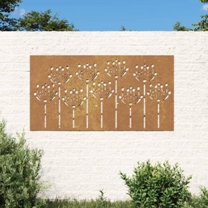 vidaXL, vidaXL Garten-Wanddeko 105x155 cm Cortenstahl Blumen-Design, vidaXL Garten-Wanddeko 105x55 cm Cortenstahl Blumen-Design
