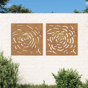 vidaXL, vidaXL 2-tlg. Garten-Wanddeko 55x55 cm Cortenstahl Rosen-Design, vidaXL 2-tlg. Garten-Wanddeko 55x55 cm Cortenstahl Rosen-Design