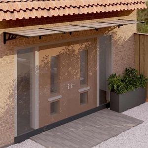 vidaXL, vidaXL Türvordach Schwarz 396x90 cm Polycarbonat, vidaXL Türvordach Schwarz 396x90 cm Polycarbonat