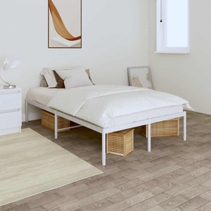 vidaXL, vidaXL Bettgestell Weiß 206x126x31 cm Stahl