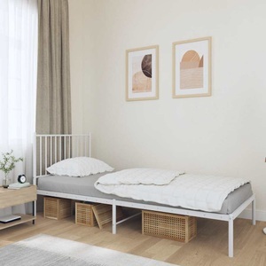 vidaXL, vidaXL Bettgestell mit Kopfteil Metall Weiß 90x200 cm, vidaXL Bettgestell mit Kopfteil Metall Weiß 90x200 cm