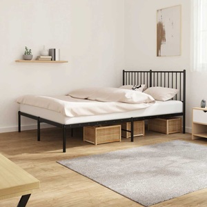 vidaXL, vidaXL Bettgestell mit Kopfteil Metall Schwarz 140x200 cm