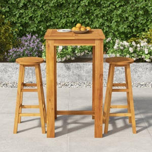 vidaXL, vidaXL 3-tlg. Garten-Essgruppe Massivholz Akazie, vidaXL 3-tlg. Gartenbar-Set Massivholz Akazie