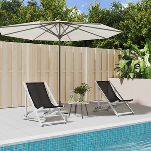 vidaXL, vidaXL Strandstühle 2 Stk. Klappbar Schwarz Aluminium und Textilene, vidaXL Strandstühle 2 Stk. Klappbar Schwarz Aluminium und Textilene