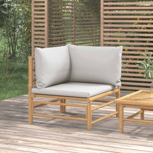 vidaXL, vidaXL Garten-Ecksofa mit Hellgrauen Kissen Bambus