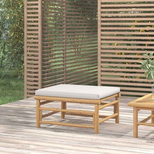 vidaXL, vidaXL Gartenhocker mit Hellgrauem Kissen Bambus, 