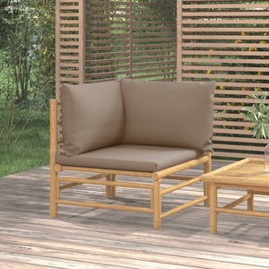 vidaXL, vidaXL Garten-Ecksofa mit Taupe Kissen Bambus